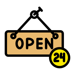 abierto 24 horas icono