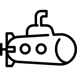 submarino con periscopio arriba icono