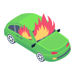 auto in fiamme icona