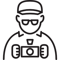 fotograaf met pet en bril icoon