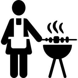 vrouw en grill icoon