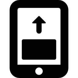 smartphone y flecha hacia arriba icono