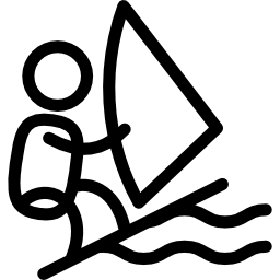 windsurfista con tavola icona