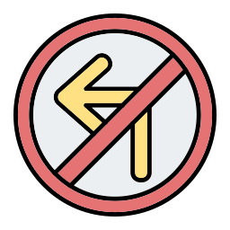 zakaz skrętu w lewo ikona