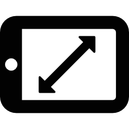 tableta con flecha diagonal icono