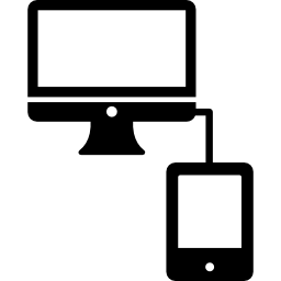 Computer Linked to Mobile Phone icon