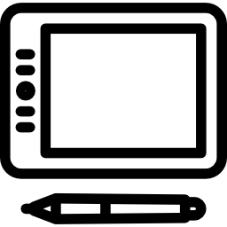 tablet com caneta Ícone
