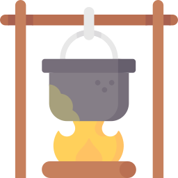 Pot on fire icon