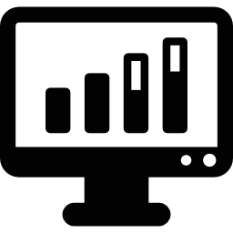 statistiche su uno schermo icona