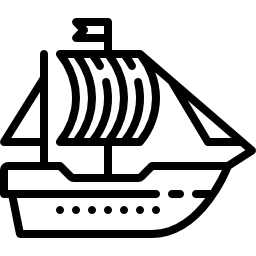 Старый корабль с парусами иконка