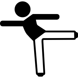 hombre con brazos y posición de estiramiento de una pierna icono