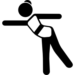 mujer estirando brazos y weist icono
