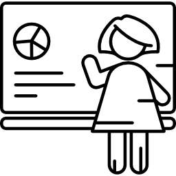 kobieta robi prezentacji ikona