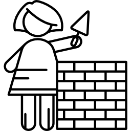 vrouw die een muur bouwt icoon