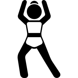 Девушка с поднятыми руками и вытягивающей ногой иконка