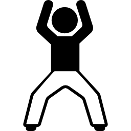 uomo con le gambe aperte e le braccia in alto icona