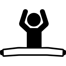 Boy Sitting with Stretch Legs and Arms Up icon
