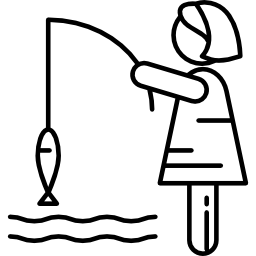 mujer pescando icono