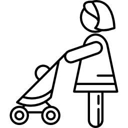 mulher com carrinho de bebê Ícone