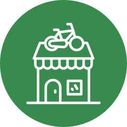 Tienda de bicicletas icono