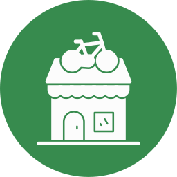 Tienda de bicicletas icono
