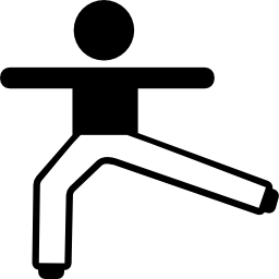 hombre estirando los brazos y una pierna y flexionando la otra icono