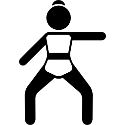 menina flexionando os joelhos e o braço esquerdo estendido Ícone