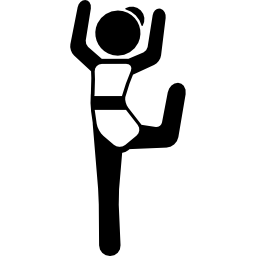 dziewczyna ze zgiętą nogą i rękami do góry ikona