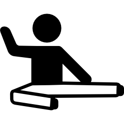 Мужчина сидит на растяжке левой ноги иконка