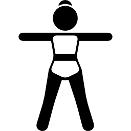 kobieta stojąca rozciągająca ręce i nogi ikona