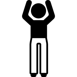 hombre, con, brazos arriba, posición icono