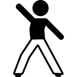 braccio di sollevamento dell'uomo con le gambe aperte icona