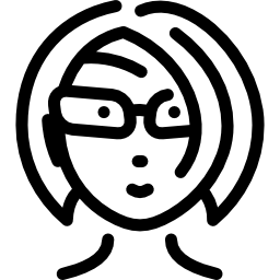 głowa kobiety w okularach ikona