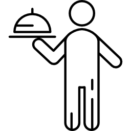 cameriere con vassoio per alimenti icona