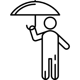 stick man con ombrello icona