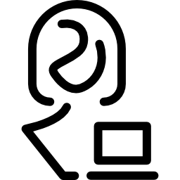 utente del computer portatile della donna icona