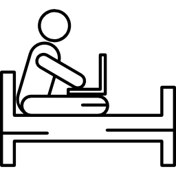 laptop chatten op bed icoon