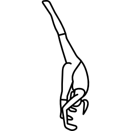 mujer doblando la cintura a los pies con estiramiento de la pierna icono