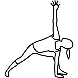 mujer estirando los brazos y flexionando las piernas icono