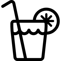 Glass of Water with Citrus Fruit and Straw icon