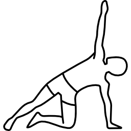 Man Supporting Himself On One Arm and Stretching Right Arm icon