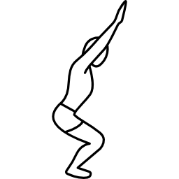 Man Flexing Knees with Arms Up icon