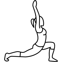 mulher esticando e flexionando as pernas com os braços para cima Ícone