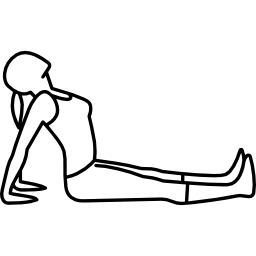 mujer sentada en el suelo estirando la cabeza icono