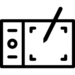 Горизонтальный планшет с карандашом иконка
