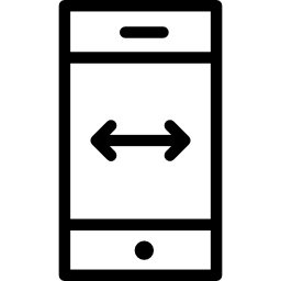 smartfon z podwójnymi strzałkami ikona
