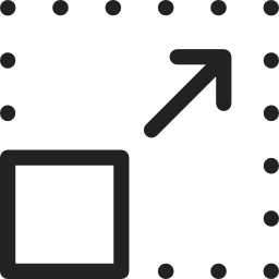 ridimensiona quadrato e freccia icona