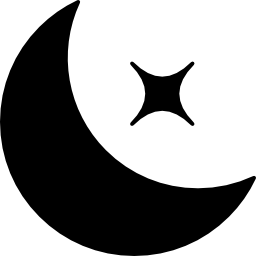 luna creciente y estrella icono