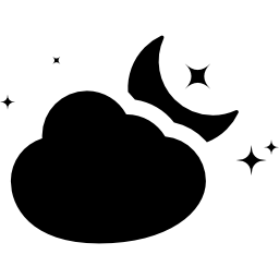 półksiężyc gwiazdy i chmura ikona
