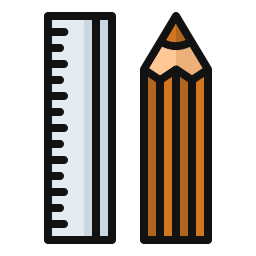 crayon et règle Icône